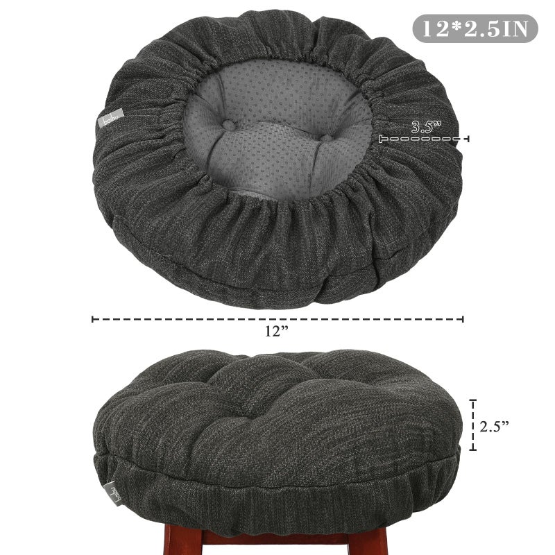 baibu Stool Covers Round, Super Soft Round Bar Stool Cushion Covers Seat Cushion - One Cushion Onlyï¼ˆGray-Black,15" (38cm) - Image 2